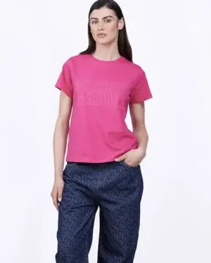 Femme T-shirt uni en coton regular Lina Magenta Silver Shoes Châteauneuf-les-Martigues 2
