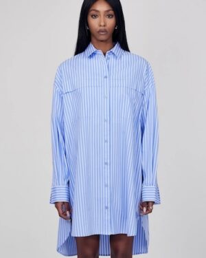 Femme Robe chemise oversize Scarlett Stripe Bleu Silver Shoes Châteauneuf-les-Martigues 7