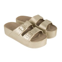 Femme Sandales compensées Femme CAIPIRINHA METALLIC – GOLD Silver Shoes Châteauneuf-les-Martigues 6